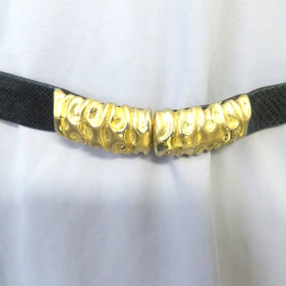❤️JUDITH LEIBER AMEN WARDY NEWPORT BEACH Black Reptile Belt 33\